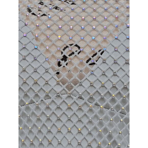 ✨💎 NWT HOUSE OF HARLOW 1960 Long Sleeve Mesh Crystal Rhinestone Maxi Dress Sz S - Picture 7 of 11